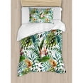 thumbnail image 3 of Ambesonne Leaf Vintage Retro 60s Seem Banana Palm Tree Leaves Flowers Hibiscus Duvet Cover Set, 3 of 3