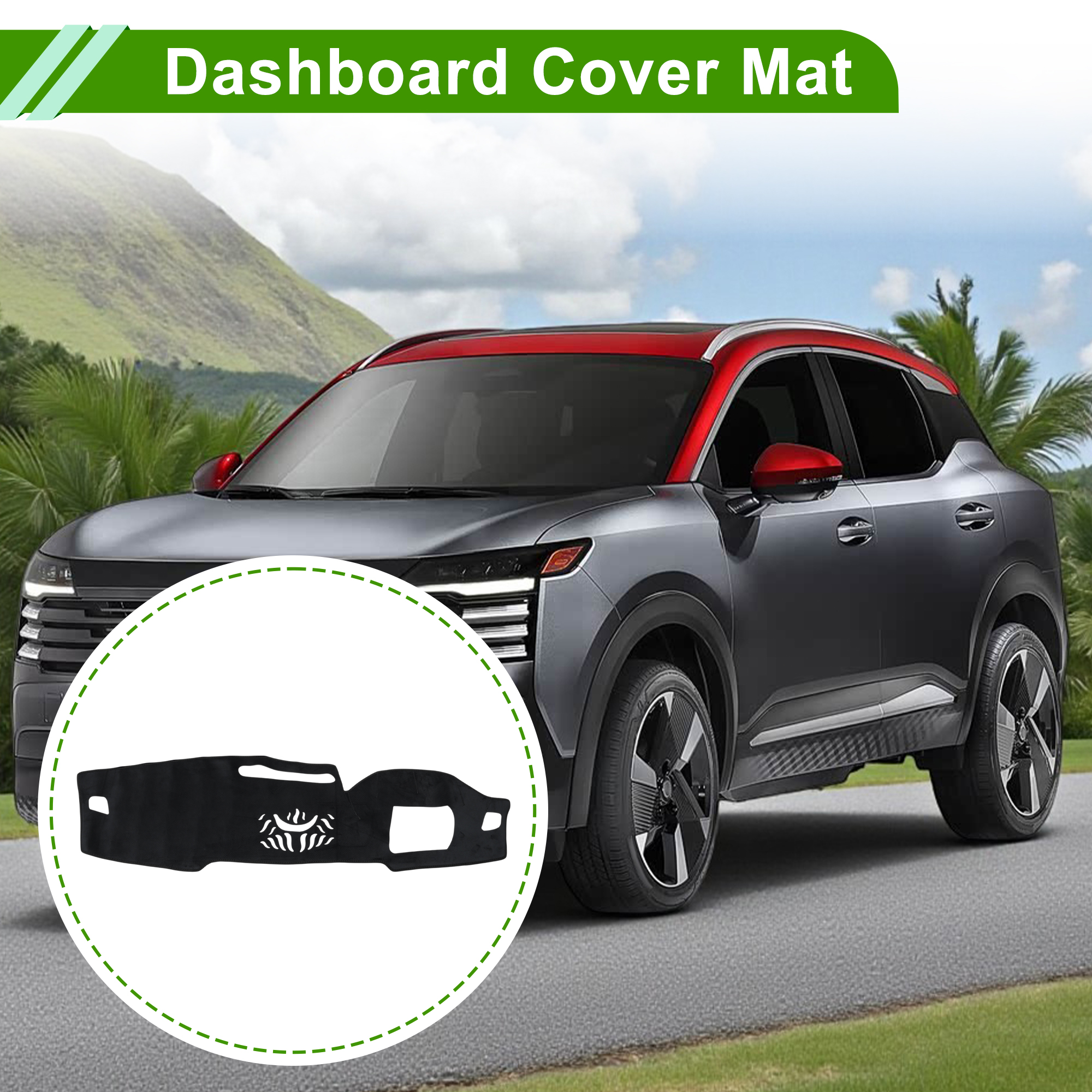 Unique Bargains Dashboard Cover for Nissan Kicks 2025 Dash Cover Mat Carpet Center Console Dash Cover Mat Car Interior Sunshield Protector Pad Flannel Black 1 Pc