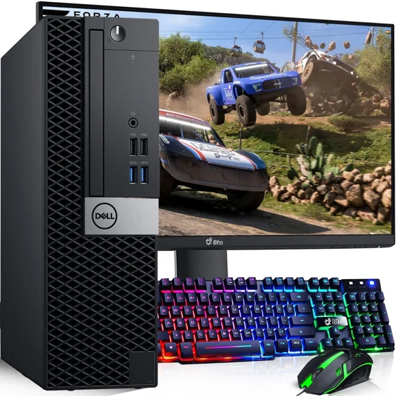 Restored Gaming Dell 3040 SFF Intel Core i7-6th Gen, 16GB DDR4 RAM, 512GB SSD+1TB HDD, RX 550 4GB GDDR5, 24" LED WiFi, RGB KB & M, Windows 11 Pro (Refurbished)
