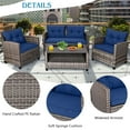 thumbnail image 2 of Gymax 4PCS Rattan Furniture Set Coffee Table Cushioned Sofa Garden Lawn Patio Navy, 2 of 8