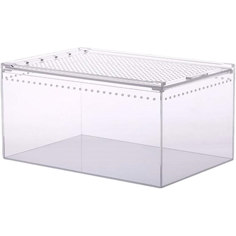 Reptile Terrarium Enclosure Acrylic Tarantula Breeding Box Magnetic Hermit Crab Habitat Tank Transparent Jumping Spider Cage for Insect Snail Amphibians Sling Isopods（20*15*10cm）