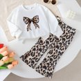 thumbnail image 3 of HCNTES Girls Clothes 9 12 18 24 Months 3T 4T 5T Kid Girl Fall Winter Long Sleeve Graphic Bow Print Sweatshirt Pullover Leopard Flared Pants 2PCS Matching Sets, 3 of 7