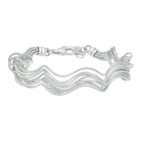 Coiled Multi-Strand Chain Bracelet in Rhodium-Plated Sterling Silver