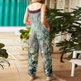 thumbnail image 4 of Women Linen Overalls Summer Casual Floral Printed Loose Fit Jumpsuits Boho Cute Wide Leg Rompers Pants with Pockets, 4 of 7