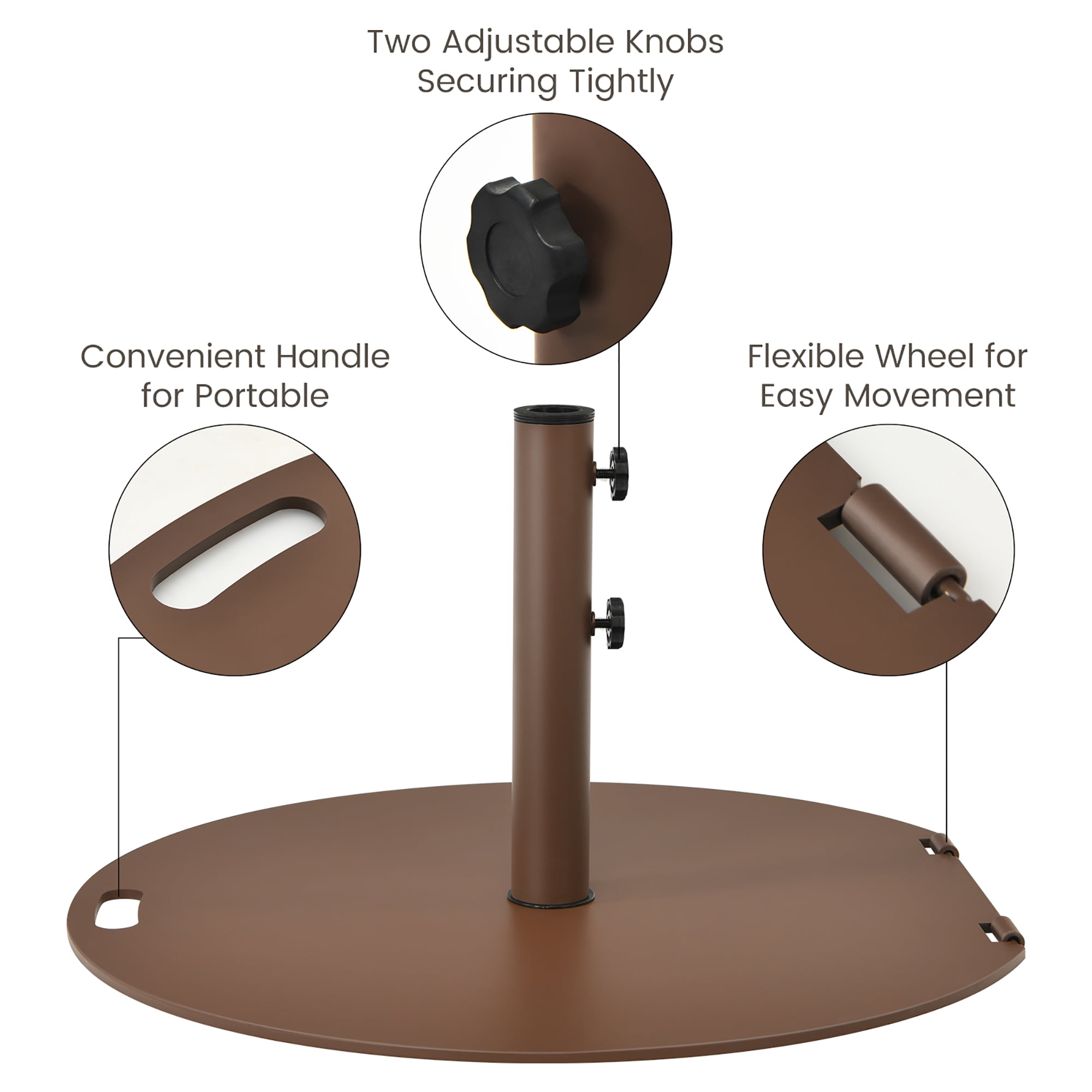 Costway 9ft Patio Umbrella Outdoor W/ 50 LBS Round Umbrella Stand W/ Wheels, Beige