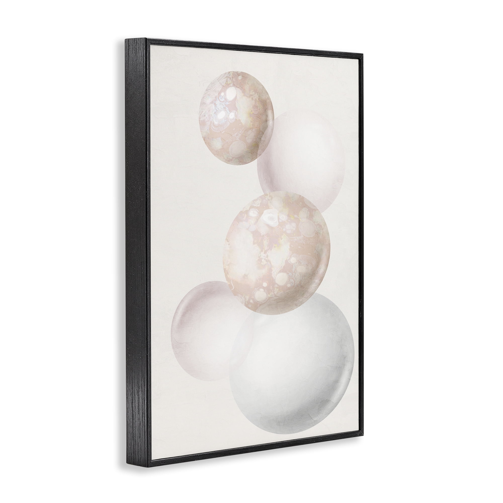 Stupell Industries Round Neutral Orbs Abstract Painting Black Framed Art Print Wall Art, 20 x 30