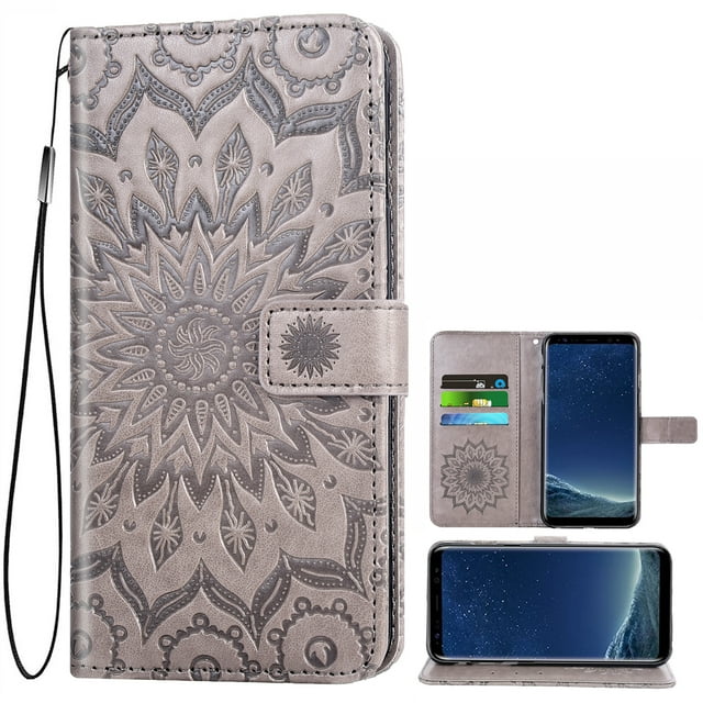 Étui de Téléphone pour Samsung Galaxy S8 Plus, Étui Portefeuille Folio à Rabat, Porte-Cartes en Cuir PU avec Fentes, Protection Intégrale Robuste, Support, Étui de Protection pour Téléphone pour Galaxy S8 Plus Hommes, Noir