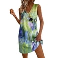 thumbnail image 2 of QUNYINEY A Line Summer Sundresses for Women Sleeveless Tie Dye Mini Beach Tank Dress V Neck Casual with Pockets Vacation Loose Fit Dresses, 2 of 7