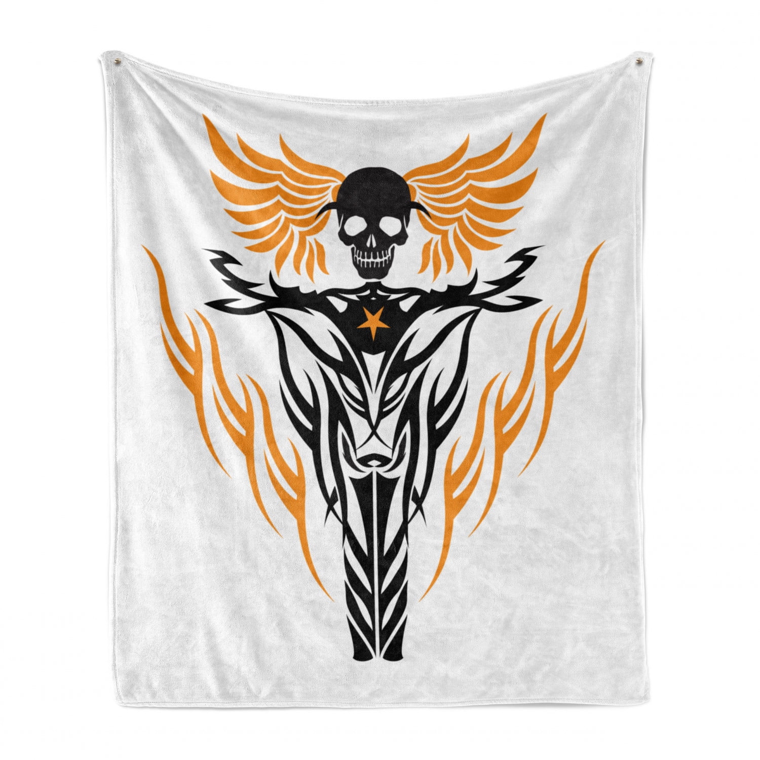 Orange and Charcoal Grey 50 x 60 Tribal Inspired Tattoo Design Flying Skull at Wheel Cool Vibes Ambesonne Motorcycle Soft Flannel Fleece Throw Blanket Cozy Plush for Indoor and Outdoor Use 