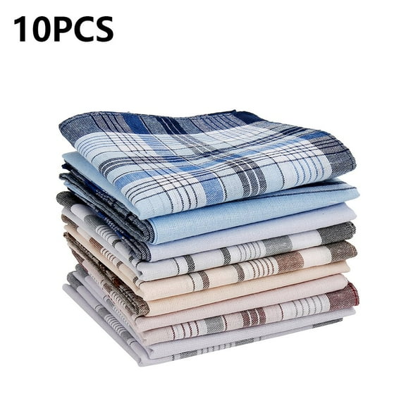 ODOMY 10Pcs Mens Handkerchiefs Random Set Cotton Square Hanky Pocket Handkerchief