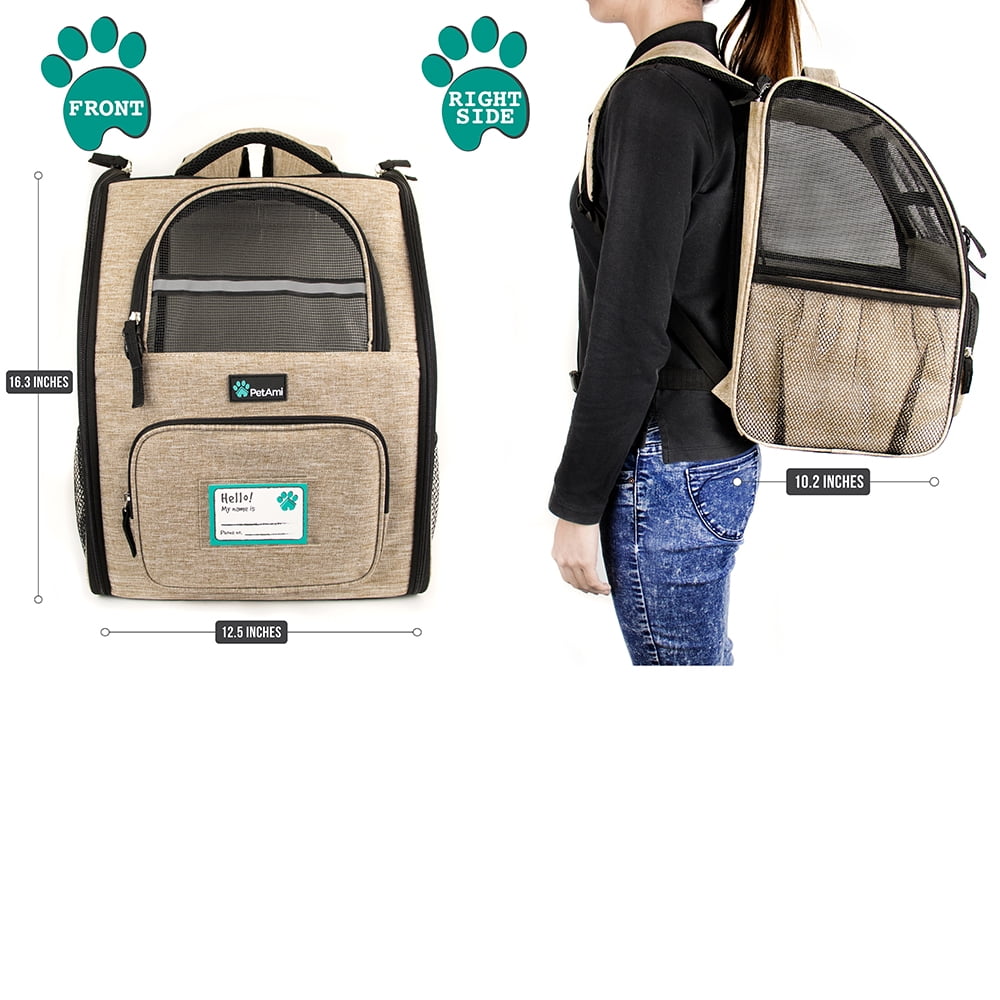 PetAmi Deluxe Pet Carrier Backpack, Heather Taupe