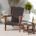 thumbnail image 6 of Resenkos Patio Adirondack Chair with Rattan Padded Seat and Hidden Cupholder-Coffee, 6 of 9