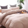thumbnail image 2 of 3 Piece Solid Color Camel Quilt Cover Bedding Duvet Cover Set(Queen), 2 of 7