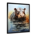 thumbnail image 2 of Designart "Majestic Hippo Elegance in Grey V" Animals Framed Wall Art - Modern Grey Hippopotamus Entryway Framed Wall Art Print, 2 of 6