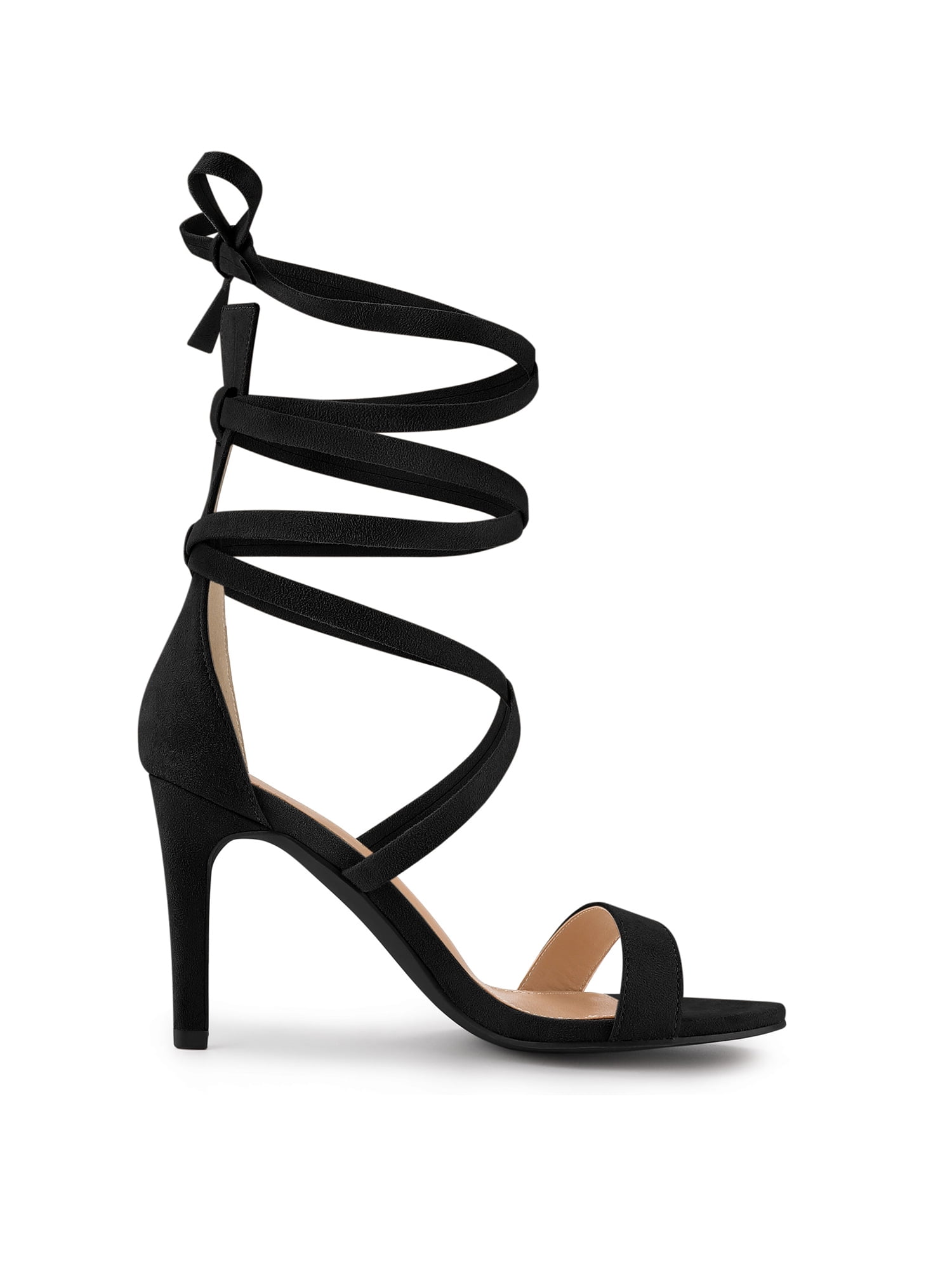Unique Bargains Women's Open Toe Stiletto Heel Lace Up Heels Sandals