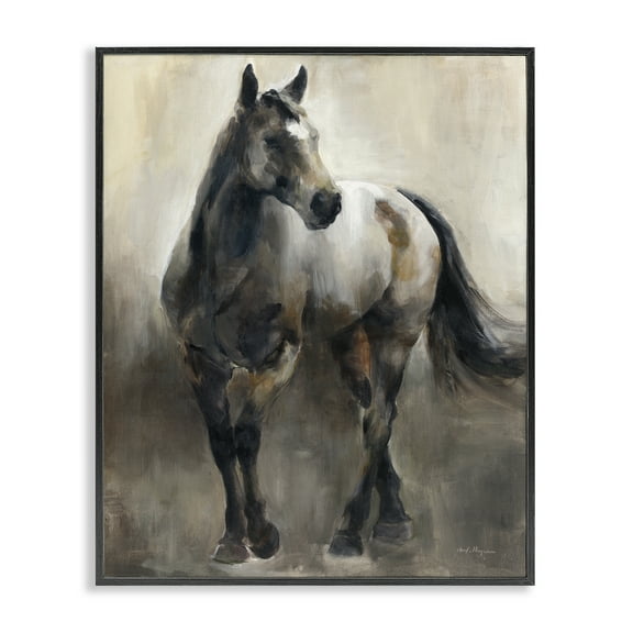 Stupell Industries Copper & Nickel Horse Animals Painting Black Framed Art Print Wall Art, 11 x 14
