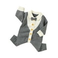 thumbnail image 5 of Seyurigaoka Baby Boy Jumpsuit, Splicing Color Lapel Long Sleeve Knitted Rompers, 5 of 9