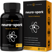 NutraChamps NeuraSpark Premium Brain Supplement for Focus, Memory & Mental Energy - Nootropic Brain Booster for Performance - Ginkgo Biloba, St John's Wort, DMAE, Rhodiola & More - 30 Capsules