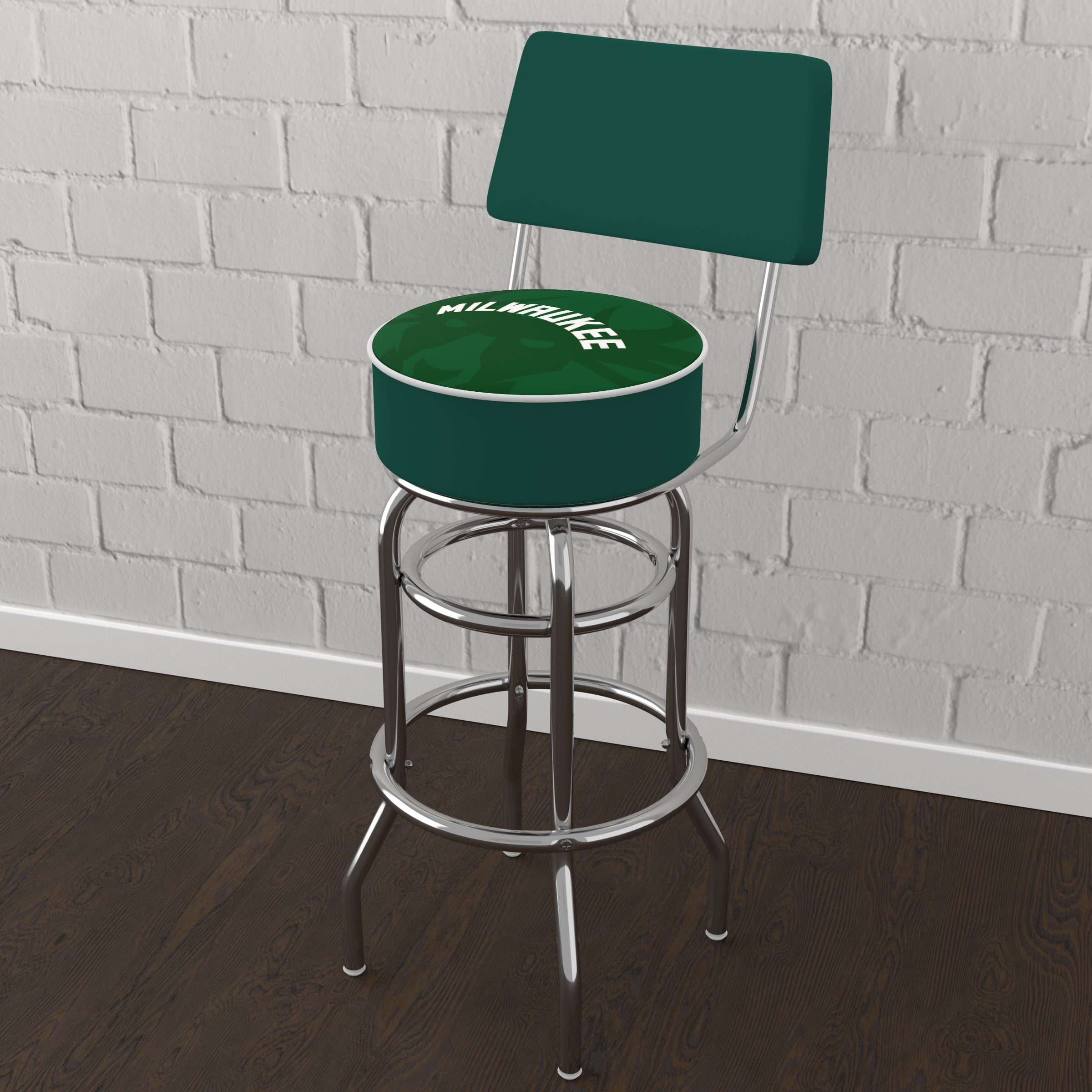 Trademark Gameroom Milwaukee Bucks Fade Bar Stool with Back Rest