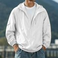 thumbnail image 6 of Men's UPF 50+ Sun Protection Hooded Jacket, Lightweight Quick Dry Loose Fit Outdoor Windbreaker, Unisex Casual Summer Thin Coat White, 6 of 6