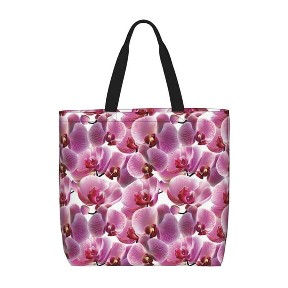 Fotbe Orchids Flowers Bolsa Tote con Estampado para Mujer, Bolsos con Cremallera, Bolsa de Hombro Casual de Gran Capacidad con Bolsillos Internos