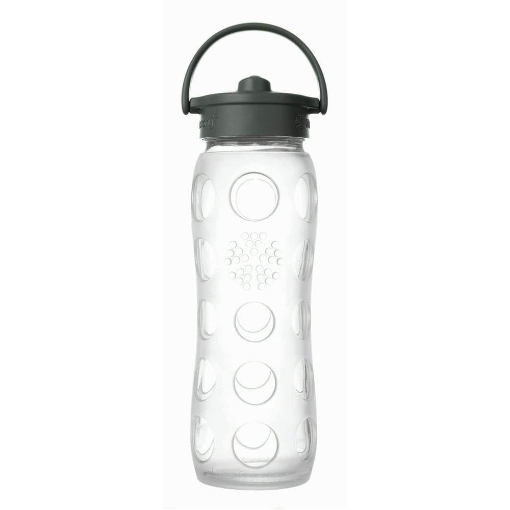 Lifefactory 22oz Glass Water Bottle with Straw Cap Clear