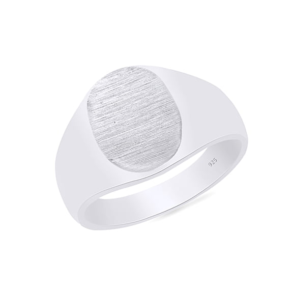AFFY Engravable Men's Signet Ring In 14K White Gold Plated 925 Sterling Silver Gift For Mens, Ring Size 7