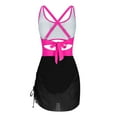 thumbnail image 6 of UTSJKR Women's One Piece Swimdress Swimsuit Tummy Control V Neck Cutout Bathing Suit Mesh Wrap Drawstring Sarong Swimwear Hot Pink M, 6 of 7