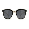 thumbnail image 1 of Womens Metal Brow Line Inset Lens Horn Rim Fashion Sunglasses Ivory Black, 1 of 5