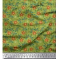 thumbnail image 1 of Soimoi Green Cotton Cambric Fabric Holly Leaves & Floral Print Fabric by the Yard 56 Inch Wide, 1 of 3