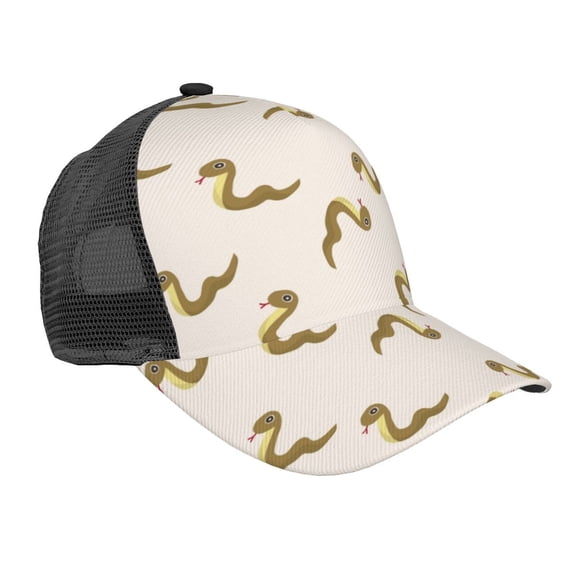 Lsque Cartoon Snake Printed Trucker Hat - Baseball Cap for Men Women - Breathable Mesh Side, Adjustable Fit - for Casual Wear