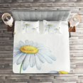 thumbnail image 2 of Ambesonne Dragonfly Quilted Coverlet 3 Pcs, Chamomile Soft Nature, Queen Size, Yellow White, 2 of 2
