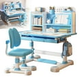 thumbnail image 2 of YNCE Kids Desk and Chair Set, Height Adjustable Kids Desk with Chair, Kid School Study Desk and Chair Set with Sitting Corrector, Ergonomic Desk Chair with Book Stand, Foot Pedal, 2 of 8