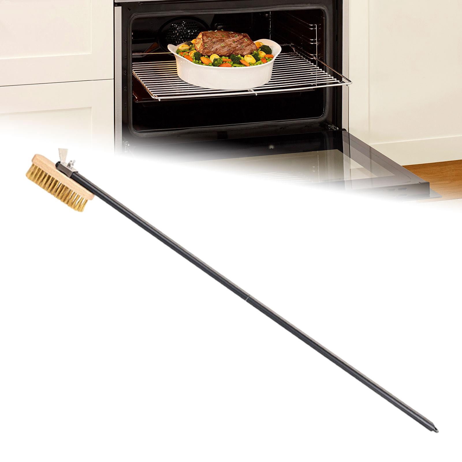 CarpNettore Pizza Oven Brush with Scraper Grill Cleaner Brush for Oven Barbecue Stovetop aluminum handle