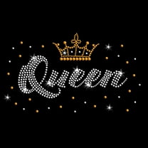 Queen Crown Sparkly Bling Birthday Iron-on Rhinestud and Clear Rhinestone Crystal T-Shirt Heat Transfer by JCS Rhinestones
