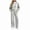 Gray, variant on LUVDA Women's 2 Piece Sets Sporty Contrast Trim Outfit Color Block Crew Neck Top Wide Leg Pants