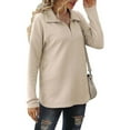 thumbnail image 4 of Vedolay Womens Hoodies Pullover Women's 2023 Hoodies Half Zip Long Sleeve Oversizd Crop Pullover Sweatshirts with Pockets,Beige M, 4 of 5
