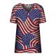thumbnail image 4 of Moda mujer manga corta cuello en V bandera impresa Casual camiseta Tops blusa Pompotops  hkajfhjk465521, 4 of 5
