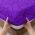 thumbnail image 3 of Full Size Fitted Sheet Set - Purple Halloween 3 Piece Bedding Sets 16" Deep Pocket Fitted Sheet with 2 Pillowcases, Black Spiders Net Classic Gingham Brushed Microfiber Hotel Luxury Bed Sheets, 3 of 9