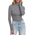 thumbnail image 2 of Long Sleeve Shirts for Women Fall Winter Basic Undershirt Turtleneck Slim Fit Plain Blouse Tunic Tops, 2 of 6