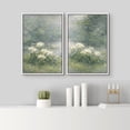 thumbnail image 4 of Framed Canvas Print Wall Art Set of 2 Tranquil Morning Garden Floral Botanical Vintage Art for Living Room, Bedroom, Office - 16"x24"x2 WHITE, 4 of 7