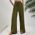 thumbnail image 4 of Womens Summer Loose Beach Yoga Pants Lacing Elastic Waist Wide Leg Palazzo Trousers Baggy Lounge Athletic Pants with Pockets, 4 of 7