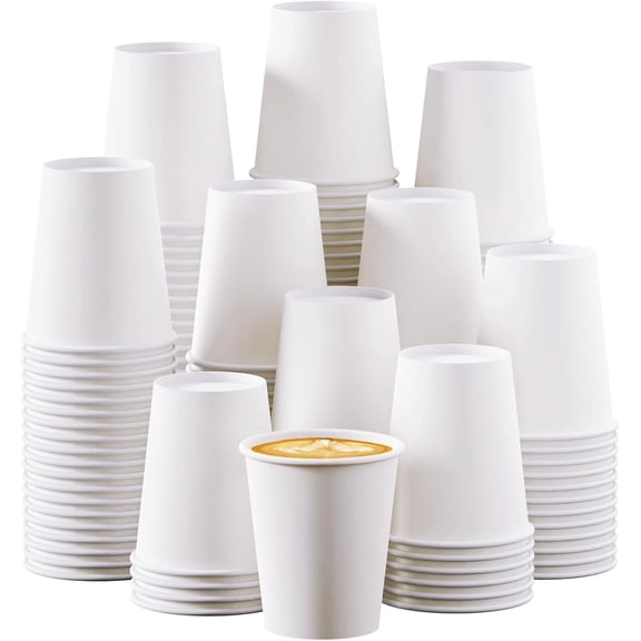 300Pack 8oz Paper Cups,Disposable Coffee Cup， White Paper Water Cups,Hot/Cold Beverage Drinking Cup for Party,Travel and Event
