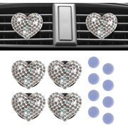 4 Packs Car Air Vent Clip Car Decoration ,Bling Heart Style Air Conditioning Outlet Clip ,Car Air Freshener Clip, Car Interior Decor Charm Colorful, Car Interior Accessories for Girls Women (White)