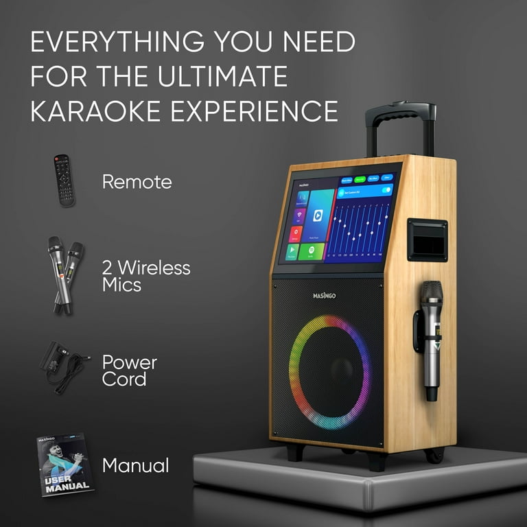 MASINGO 2023 Professional Karaoke Machine with Lyrics Display