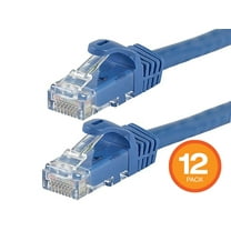 Monoprice Cat6 Ethernet Patch Cable - 7 Feet - Blue (12 Pack) Snagless RJ45, 550MHz, UTP, Pure Bare Copper Wire, 24AWG - FLEXboot Series