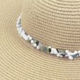 thumbnail image 5 of Diufon Wide Brim Straw Hat for Women Trendy Pearls Hem Outdoor Beach Sun Hats Holiday Style Cap with Bow, 5 of 7