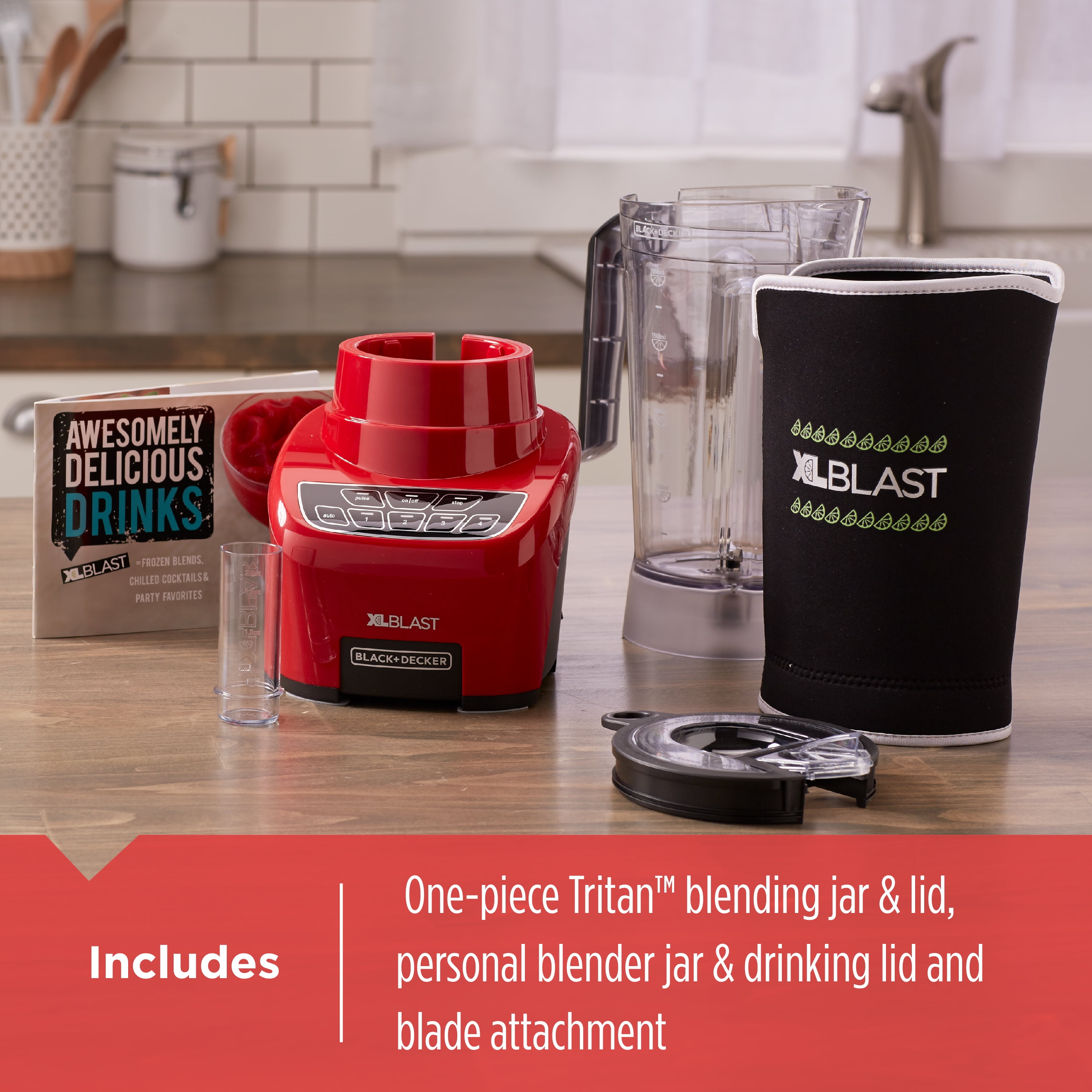 BLACK+DECKER XL Blast Drink Machine Blender, Red, BL4000R