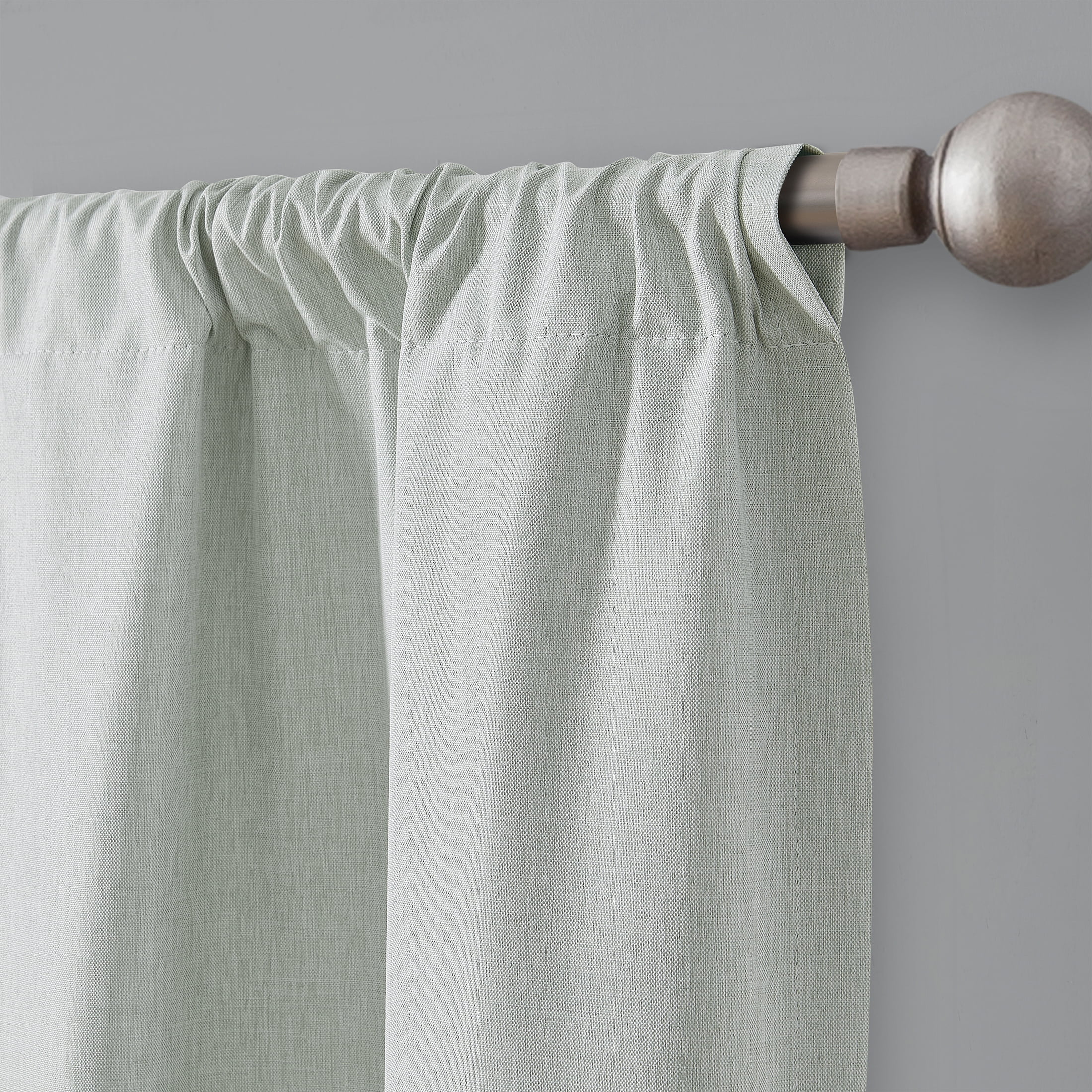 Mainstays Iris Linen Look 100% Blackout Curtain Panel Pair, Set of 2 Room Darkening Drapes for Bedroom, Green, 37"W x 63"L
