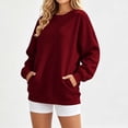 thumbnail image 3 of Horkkom Crew Neck Sweatshirts Women Casual Oversized Solid Color Tops Fall Loose Pullover Sweatshirts with Pockets XXL, 3 of 7
